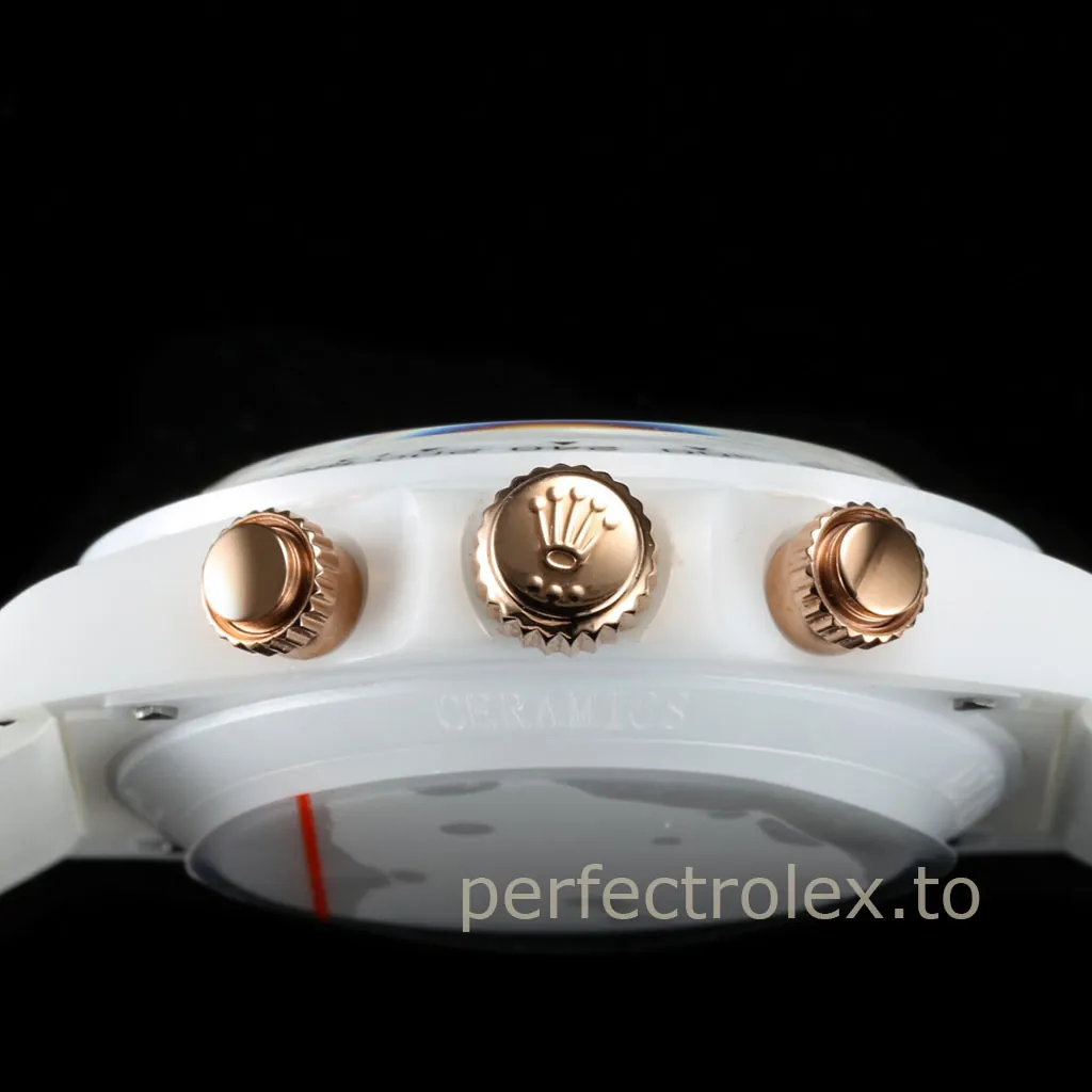 Rolex-Daytona-116503-Custom-Replica-Watch-40mm-White-Dial-White-Ceramic-Case-Rose-Gold-Right-Side-View