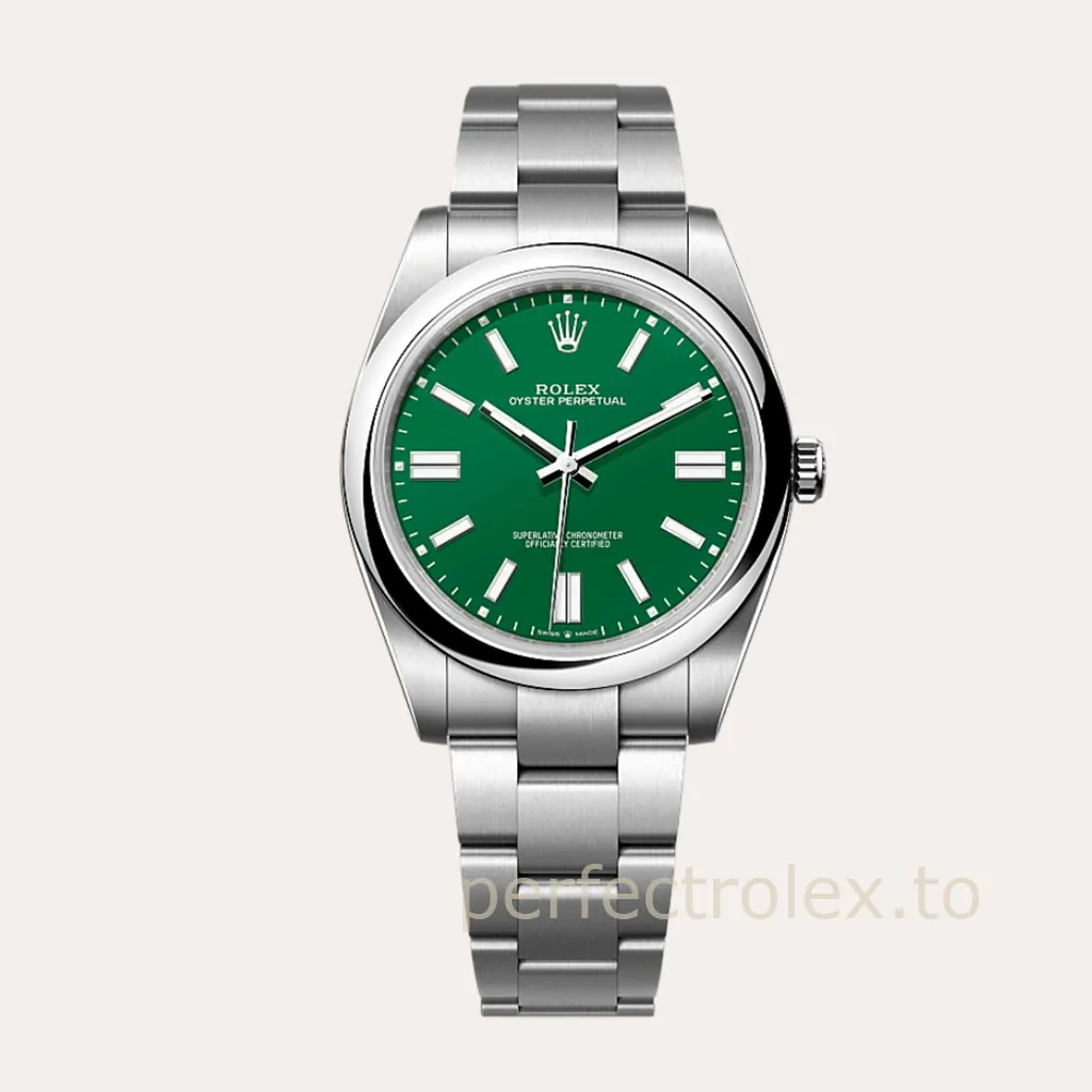 Rolex-Oyster-Perpetual-M124300-Best-Replica-Watch-41mm-Green-Dial-Oystersteel-Bracelet-Hero-Image