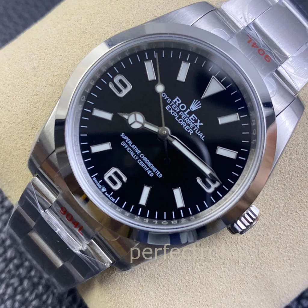 Rolex-Explorer-M124270-0001-Best-Replica-Watch-36mm-Black-Dial-Oystersteel-Bracelet-Dial-Detail-1