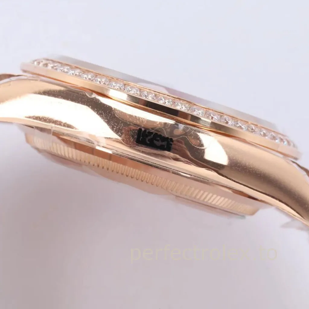Rolex-Day-Date-128345RBR-0041-Chocolate-Dial-Diamond-Bezel-President-Bracelet-Super-Clone-Watch-Left-Side-View
