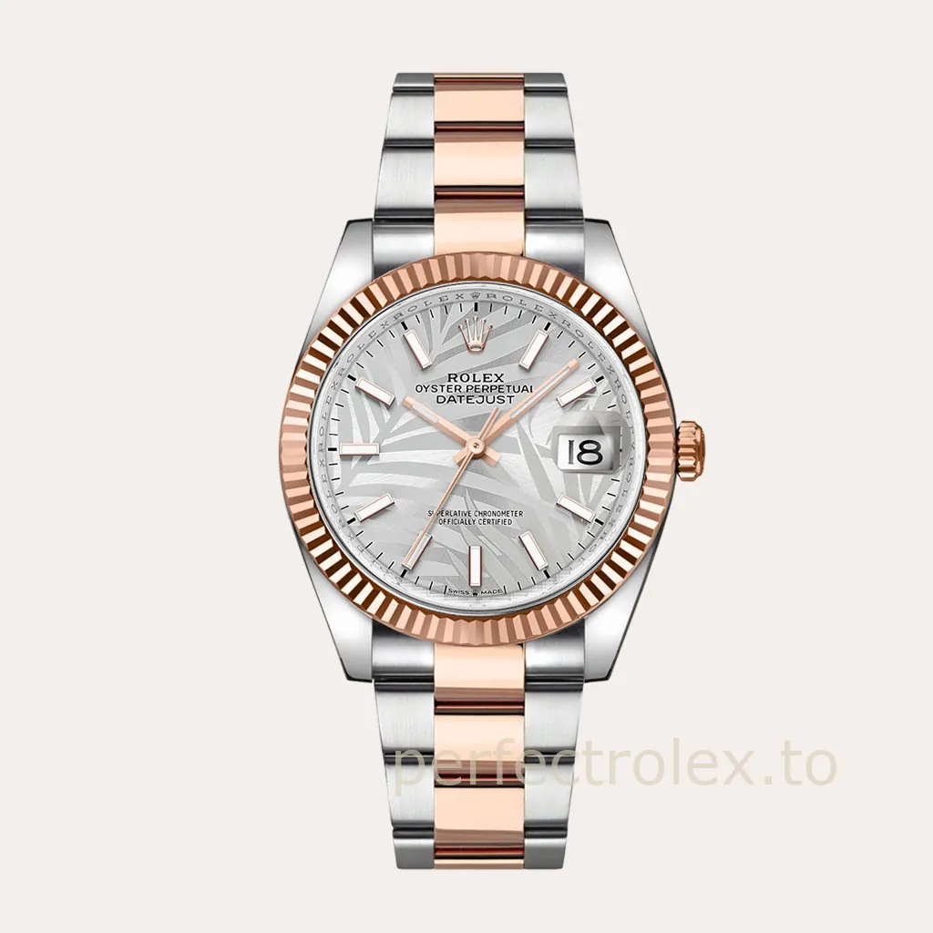 Rolex-Datejust-126231-0032-Silver-Palm-Dial-Rose-Super-Clone-Watch-Oyster-Bracelet-Hero-Image