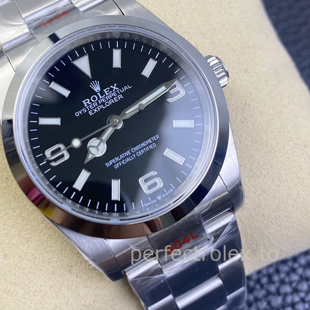 Rolex-Explorer-M124270-0001-Best-Replica-Watch-36mm-Black-Dial-Oystersteel-Bracelet-Dial-Detail-2