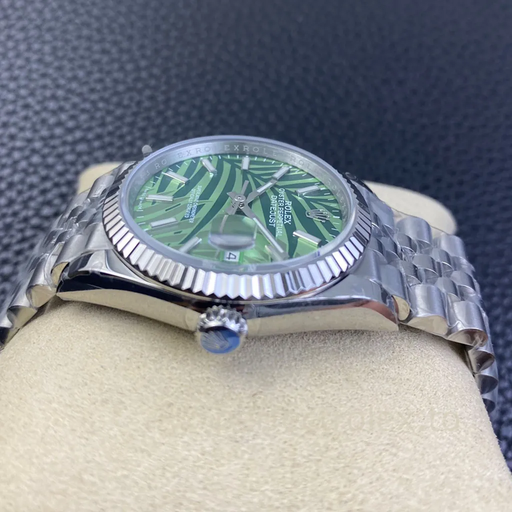 Rolex-Datejust-126234-0047-Olive-Green-Palm-Dial-36mm-Jubilee-Bracelet-Super-Clone-Watch-Right-Side-View