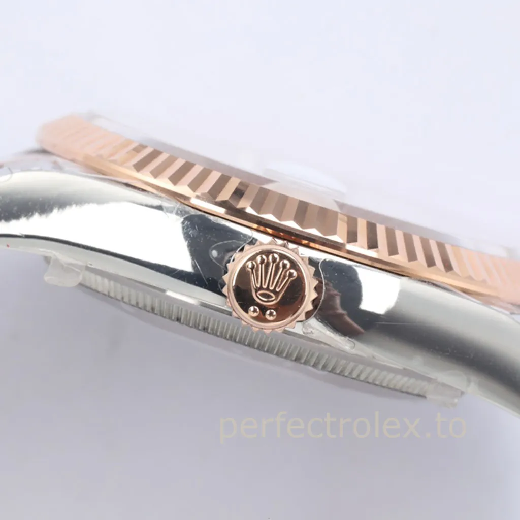 Rolex-Datejust-126231-0032-Silver-Palm-Dial-Rose-Super-Clone-Watch-Oyster-Bracelet-Right-Side-View