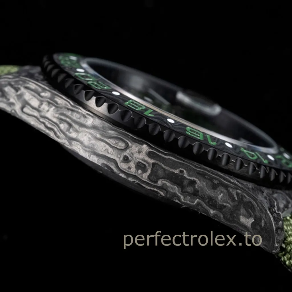 Rolex-GMT-Master-II-DIW-Carbon-Fiber-Green-Dial-Custom-Sports-Replica-Watch-Left-Side-View