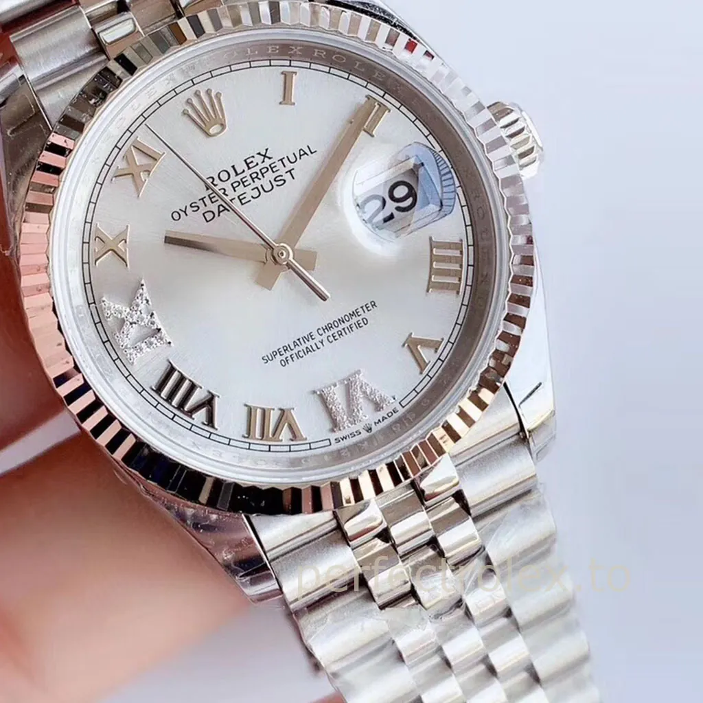 Rolex-Datejust-M126234-0029-Silver-Roman-Dial-36mm-Jubilee-Bracelet-Super-Clone-Watch-Dial-Detail-2
