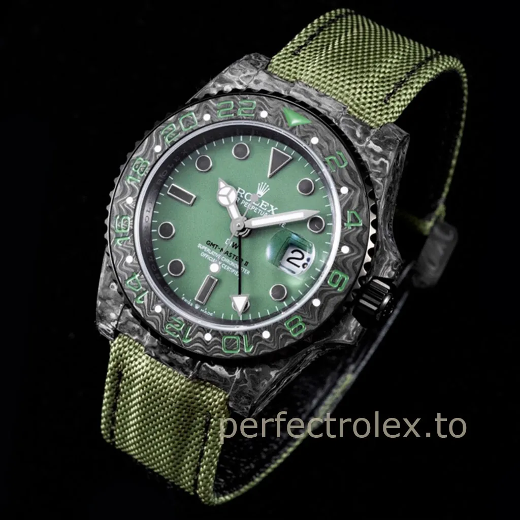 Rolex-GMT-Master-II-DIW-Carbon-Fiber-Green-Dial-Custom-Sports-Replica-Watch-Front-View-2