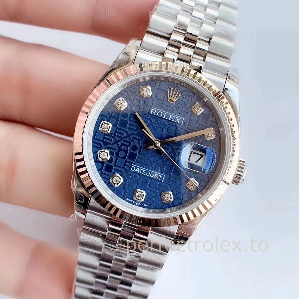 Rolex-Datejust-126234-0057-Blue-Textured-Diamond-Dial-Super-Clone-Watch-Jubilee-Bracelet-Front-View-1