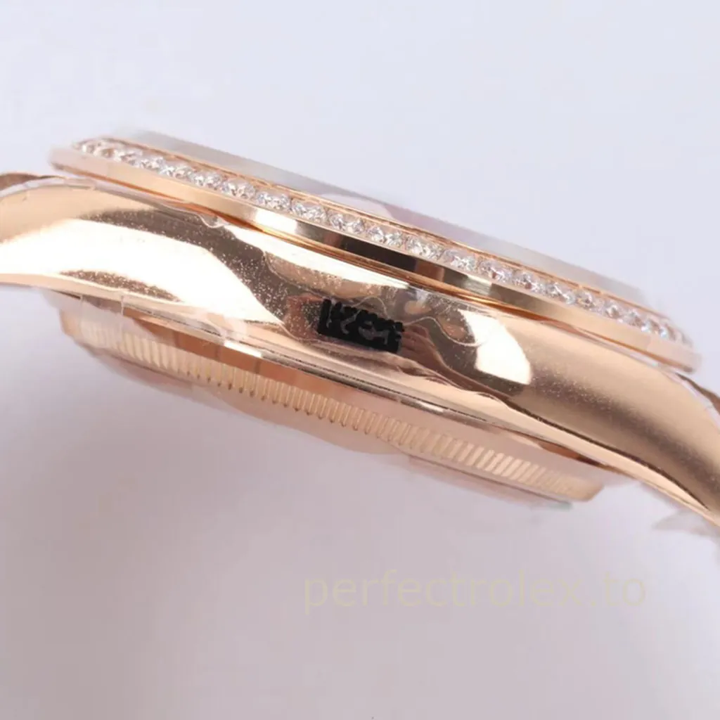 Rolex-Day-Date-128345RBR-Champagne-Diamond-Dial-36mm-President-Bracelet-Super-Clone-Watch-Left-Side-View