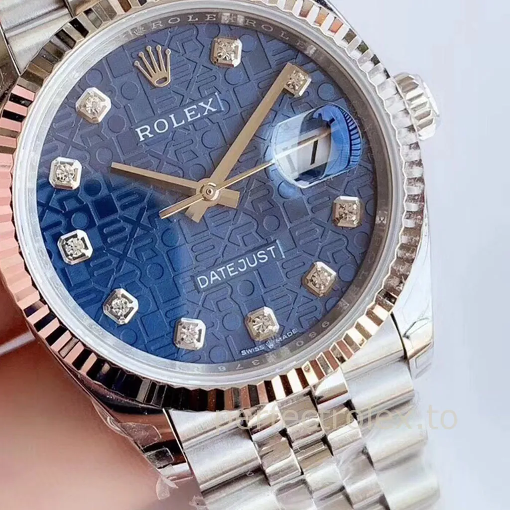 Rolex-Datejust-126234-0057-Blue-Textured-Diamond-Dial-Super-Clone-Watch-Jubilee-Bracelet-Dial-Detail-2