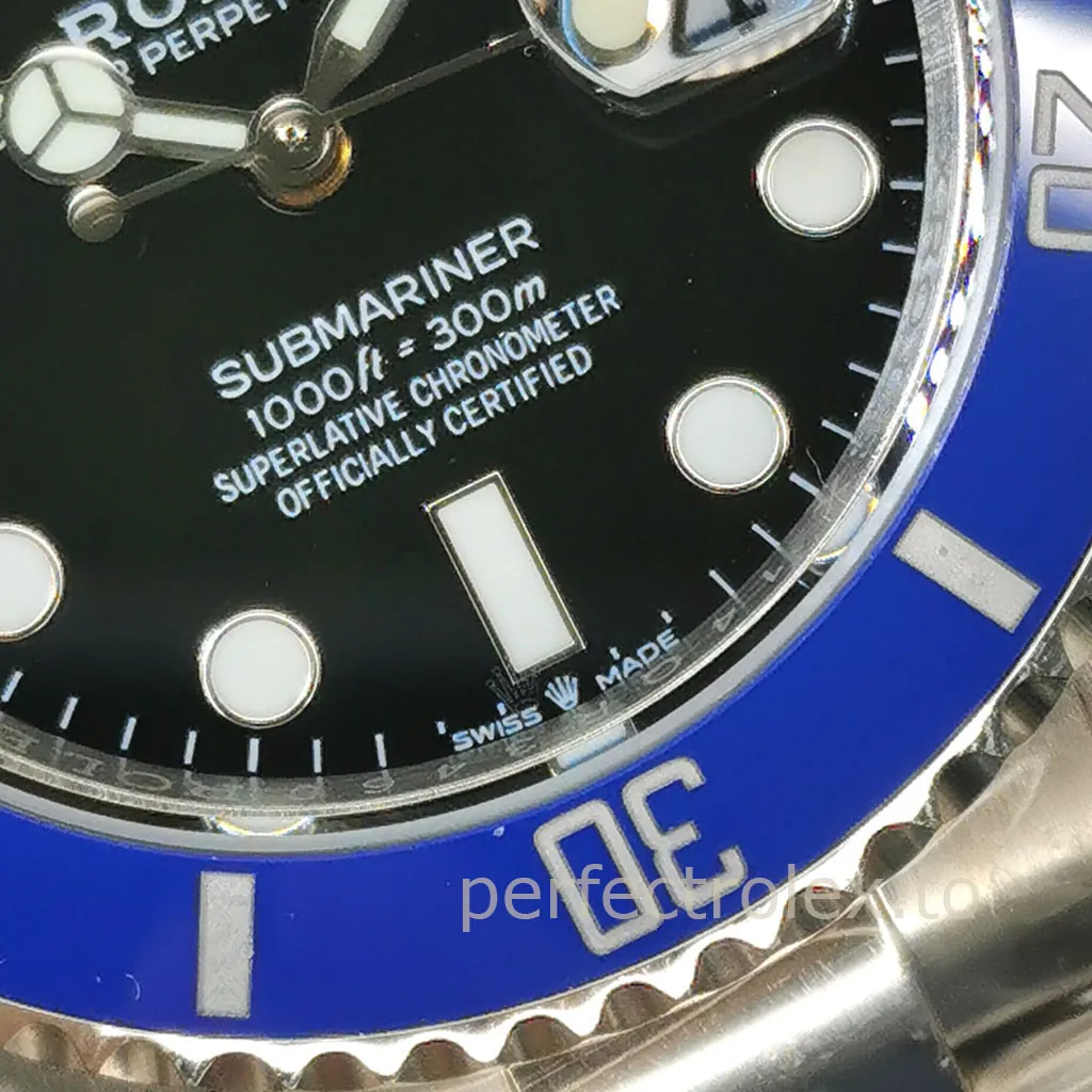 Rolex-Submariner-M126619LB-Black-Dial-Blue-Cerachrom-Bezel-41mm-Luxury-Dive-Replica-Watch-Dial-Detail-2