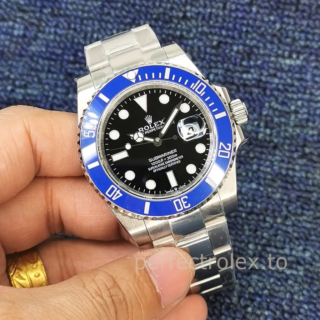 Rolex-Submariner-M126619LB-Black-Dial-Blue-Cerachrom-Bezel-41mm-Luxury-Dive-Replica-Watch-Front-View-1