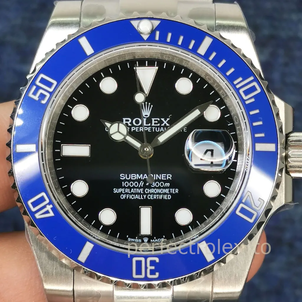 Rolex-Submariner-M126619LB-Black-Dial-Blue-Cerachrom-Bezel-41mm-Luxury-Dive-Replica-Watch-Dial-Detail-1