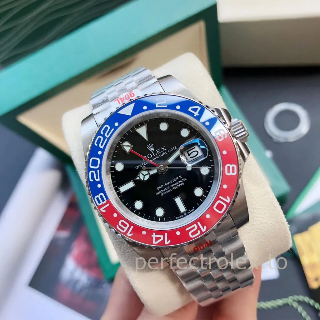 Rolex-GMT-Master-II-M126710BLRO-Pepsi-40mm-Black-Dial-Dual-Time-Super-Clone-Watch-Front-View-1