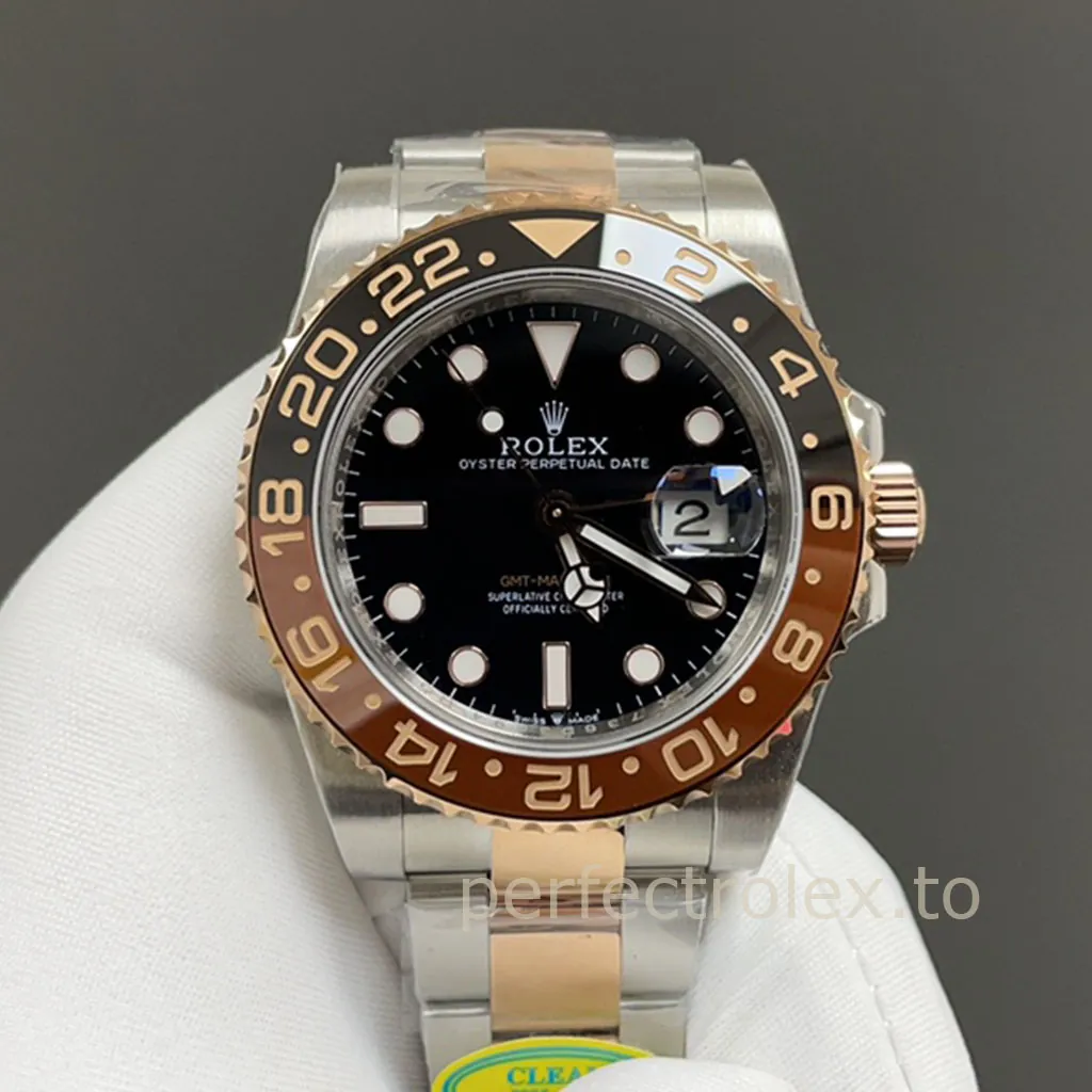 Rolex-GMT-Master-II-M126711CHNR-0002-Root-Beer-Bezel-Black-Dial-40mm-Replica-Travel-Watch-Front-View-1