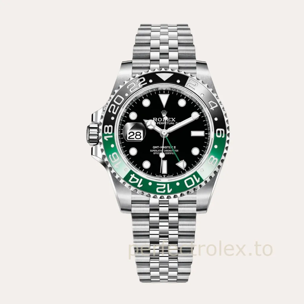 Rolex-GMT-Master-II-M126720VTNR-0002-Left-Crown-Sprite-Bezel-40mm-Black-Dial-Jubilee-Bracelet-Replica-Watch-Hero-Image
