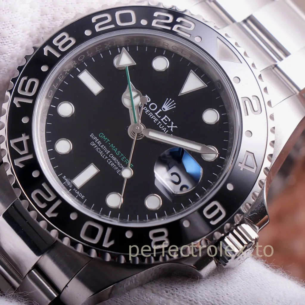 Rolex-GMT-Master-II-116710LN-Black-Ceramic-Bezel-40mm-Oyster-Bracelet-Super-Clone-Watch-Dial-Detail-1
