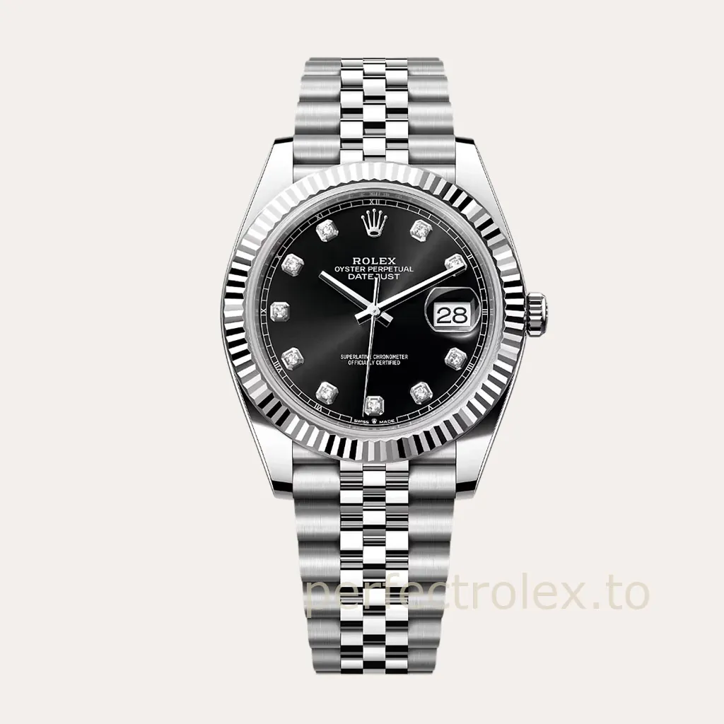 Rolex-Datejust-M126334-0012-Black-Diamond-Dial-41mm-Jubilee-Bracelet-Super-Clone-Watch-Hero-Image