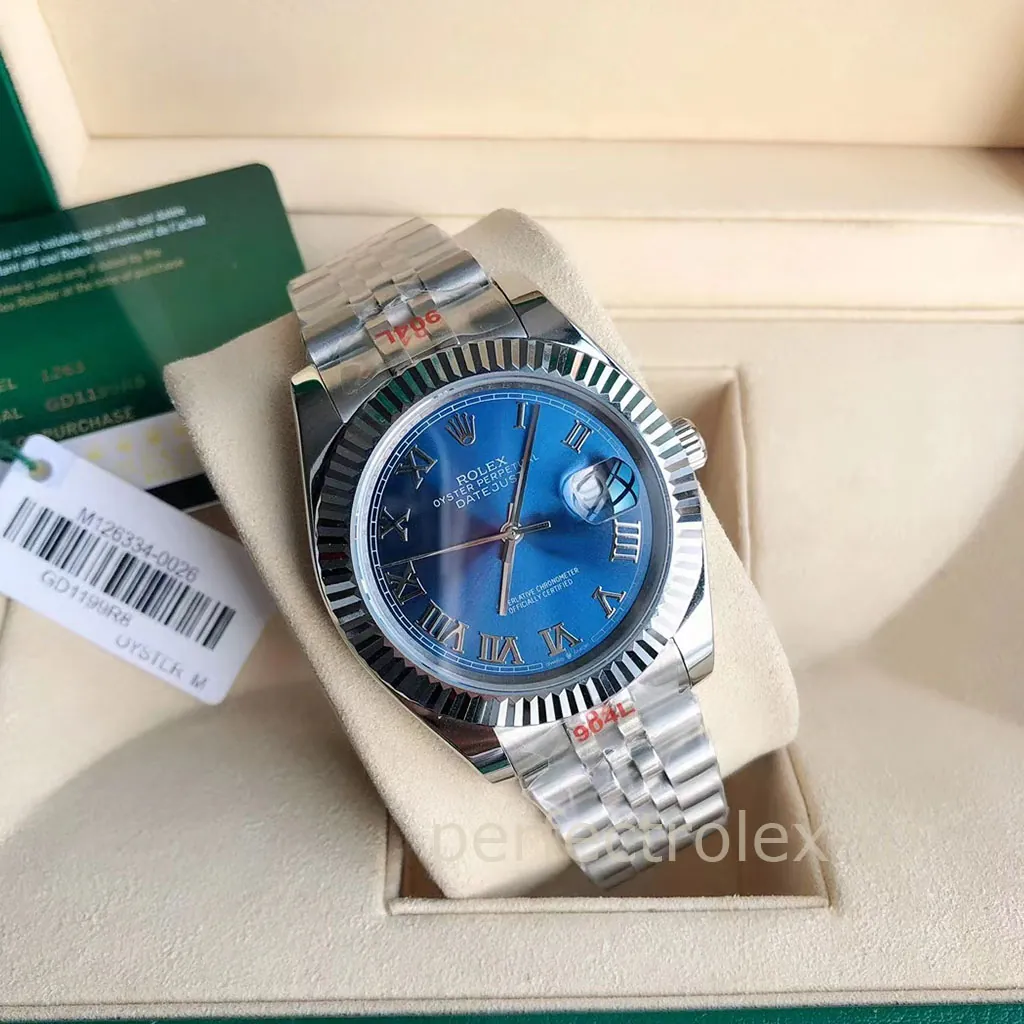 Rolex-M126334-Datejust-41mm-Roman-Numerals-Fluted-Bezel-Jubilee-Bracelet-Replica-Watch-Front-View-1