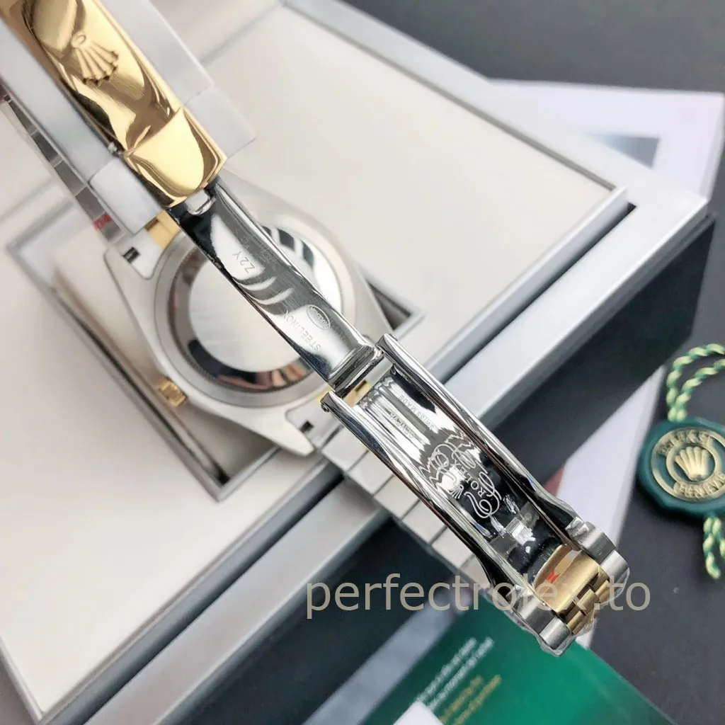 Rolex-Datejust-M126333-Slate-Grey-Wimbledon-Dial-41mm-Gold-Jubilee-Bracelet-Replica-Watch-Buckle-Details-1