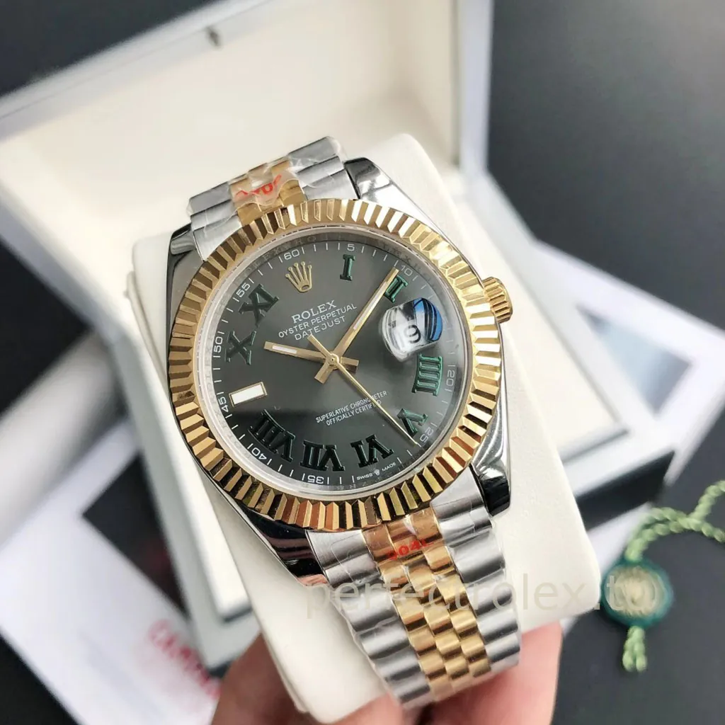 Rolex-Datejust-M126333-Slate-Grey-Wimbledon-Dial-41mm-Gold-Jubilee-Bracelet-Replica-Watch-Front-View-1