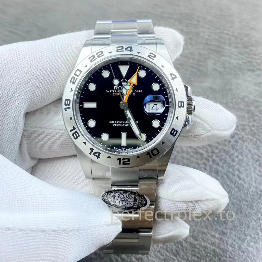 Rolex-Explorer-II-M226570-0002-Black-Dial-42mm-Oyster-Bracelet-Super-Clone-Watch-Front-View-1