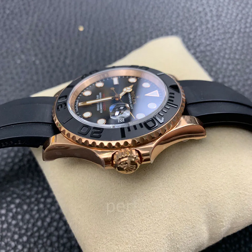 Rolex-Yacht-Master-116655-40mm-Rose-Gold-Tone-Black-Dial-Luxury-Sports-Super-Clone-Watch-Right-Side-View