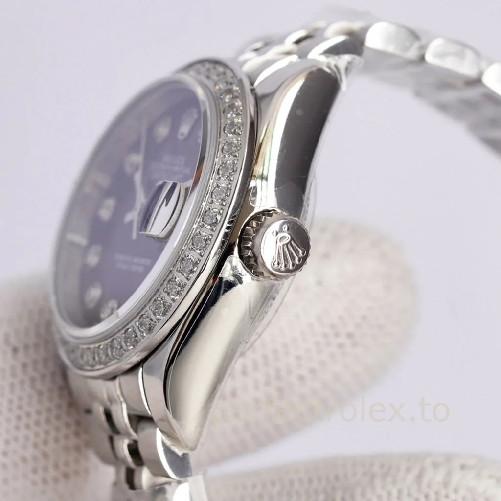 Rolex-Datejust-178384-0052-31mm-Black-Dial-Diamond-Bezel-Automatic-Super-Clone-Watch-Right-Side-View