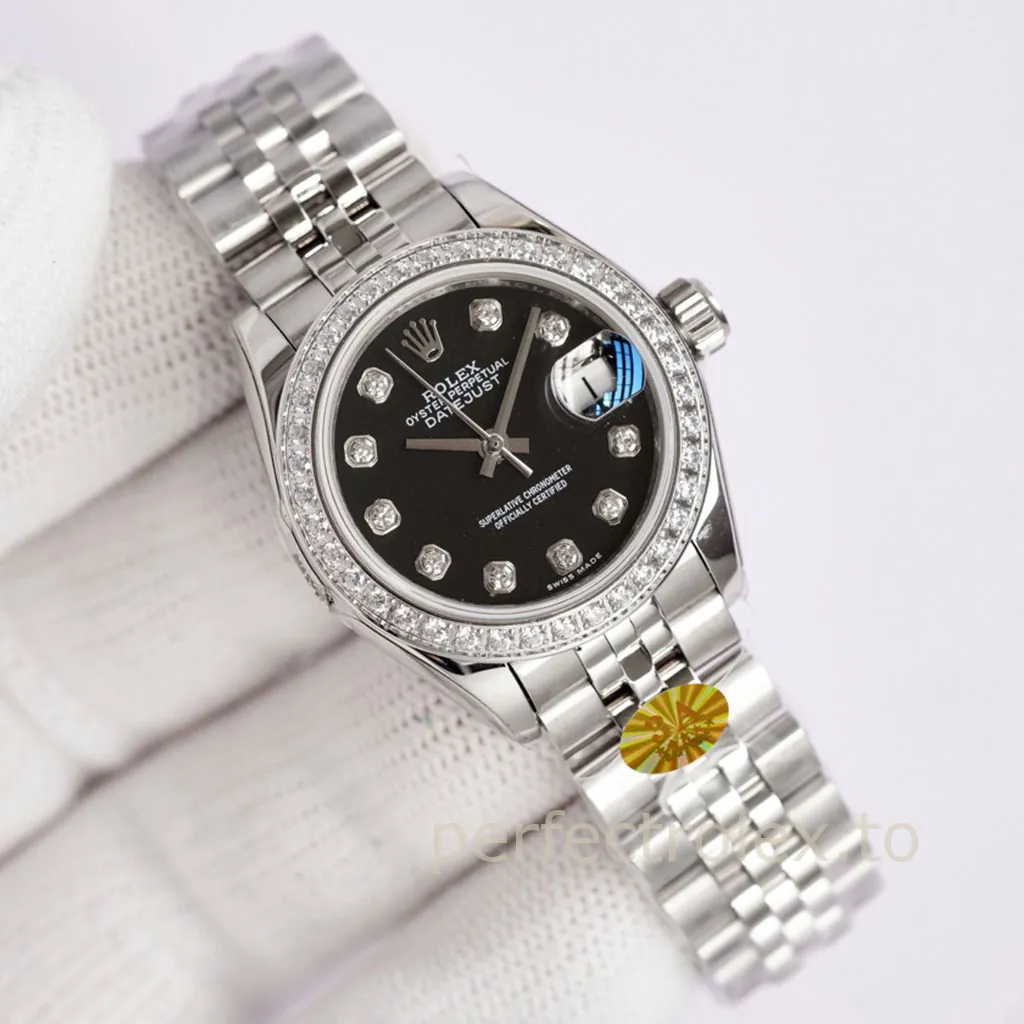 Rolex-Datejust-178384-0052-31mm-Black-Dial-Diamond-Bezel-Automatic-Super-Clone-Watch-Front-View-1