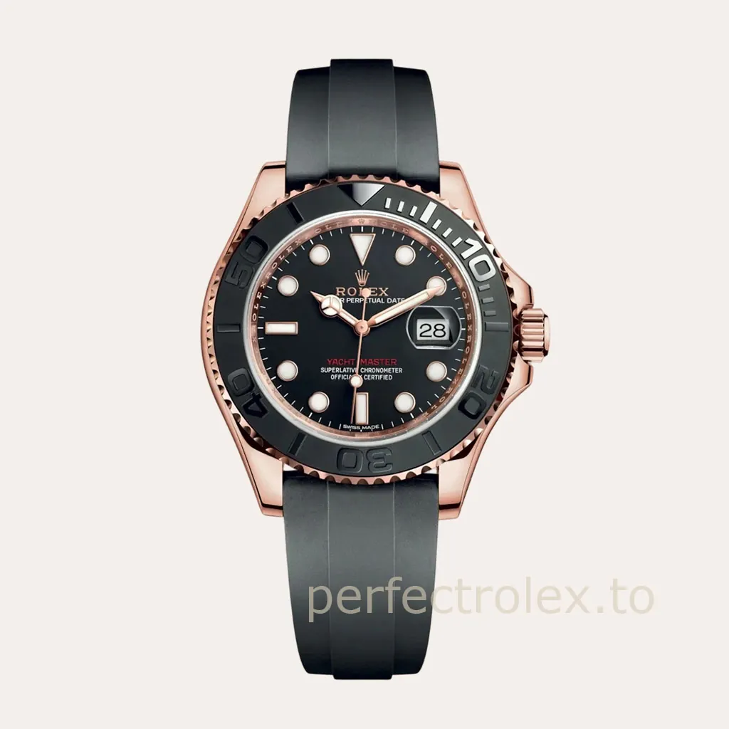 Rolex-Yacht-Master-116655-40mm-Rose-Gold-Tone-Black-Dial-Luxury-Sports-Super-Clone-Watch-Hero-Image