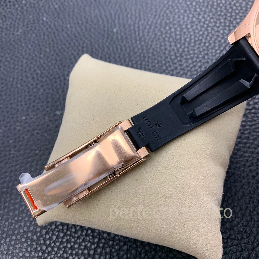Rolex-Yacht-Master-116655-40mm-Rose-Gold-Tone-Black-Dial-Luxury-Sports-Super-Clone-Watch-Buckle-View-1