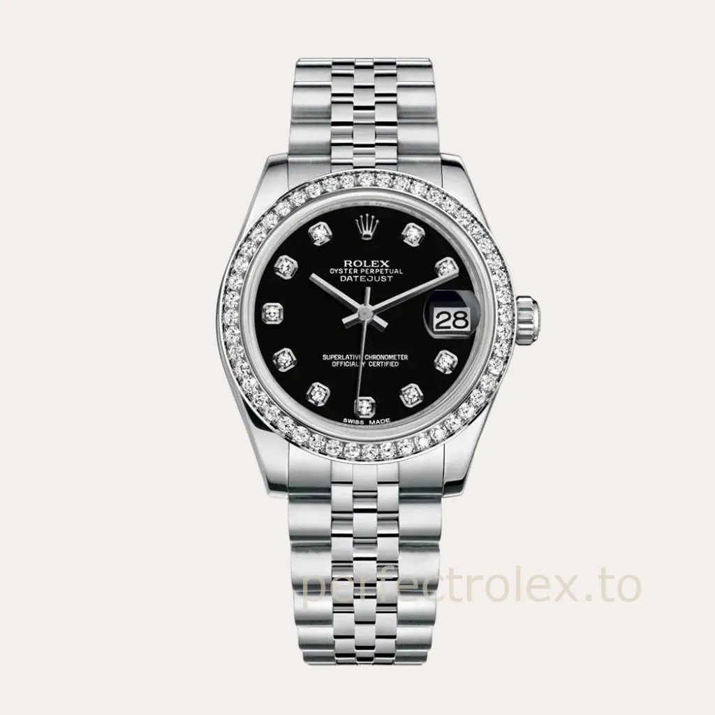 Rolex-Datejust-178384-0052-31mm-Black-Dial-Diamond-Bezel-Automatic-Super-Clone-Watch-Hero-Image