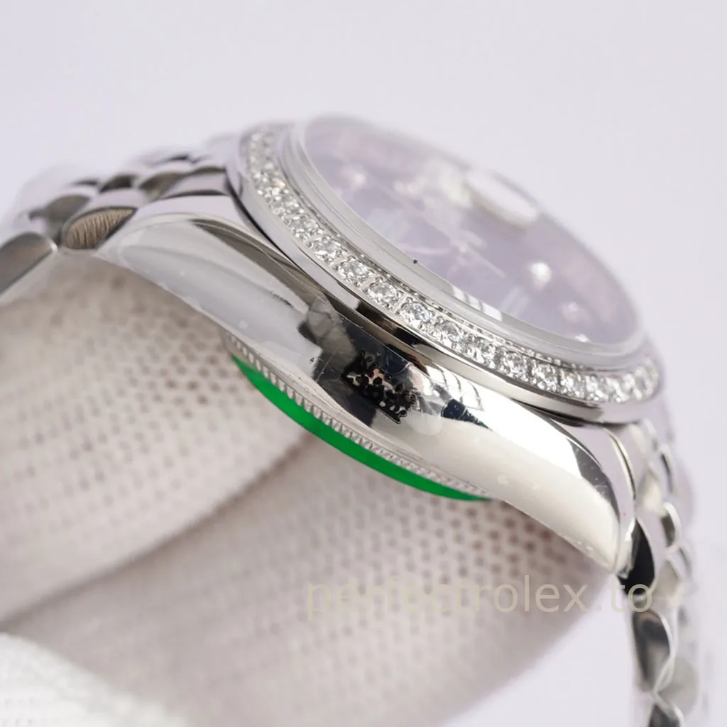 Rolex-Datejust-178384-0052-31mm-Black-Dial-Diamond-Bezel-Automatic-Super-Clone-Watch-Left-Side-View