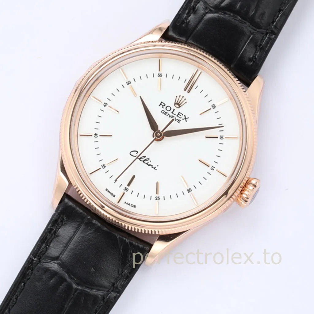 Rolex-Cellini-50505-0021-39mm-Rose-Gold-Tone-White-Dial-Dress-Super-Clone-Watch-Front-View-2