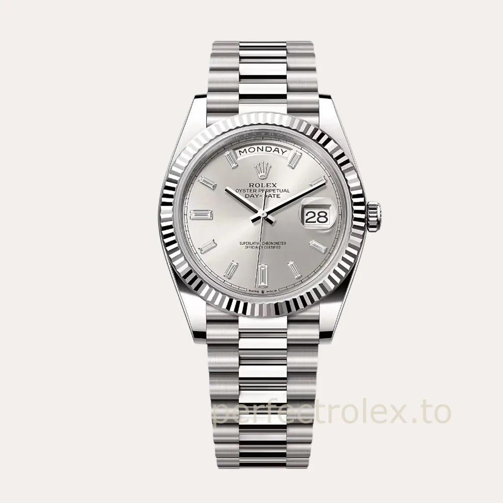 Rolex-Day-Date-228239-0003-40mm-Silver-Diamond-Dial-President-Bracelet-Super-Clone-Watch-Hero-Image