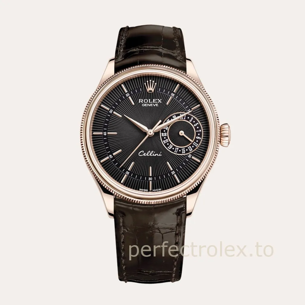 Rolex-Cellini-M50515-0011-39mm-Black-Guilloché-Dial-Pointer-Date-Dress-Super-Clone-Watch-Hero-Image