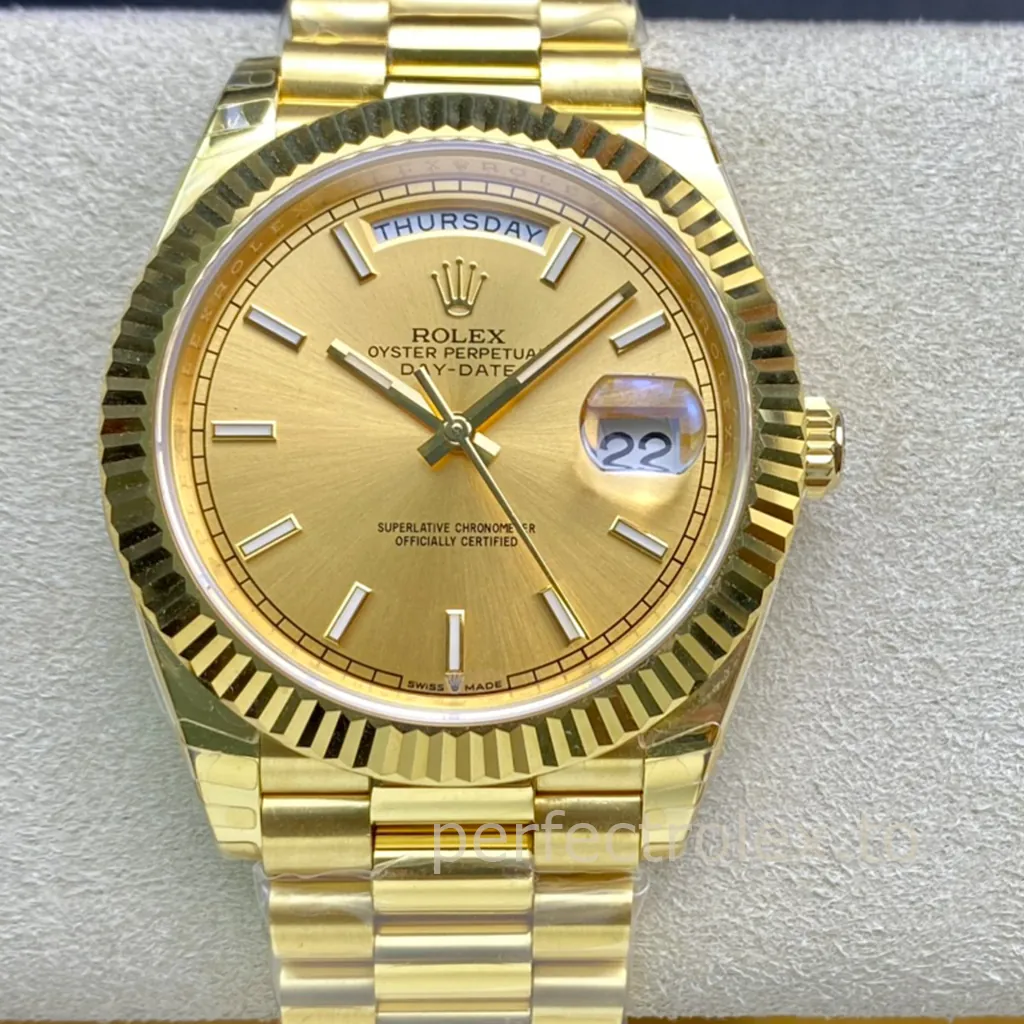Rolex-Day-Date-M228238-0003-Gold-Dial-President-Bracelet-40mm-Luxury-Super-Clone-Watch-Front-View-1