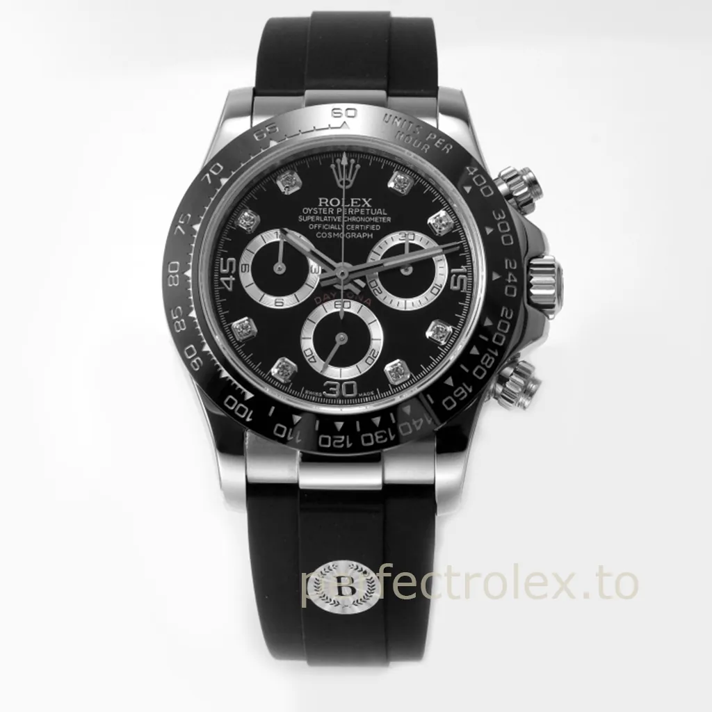 Rolex-Daytona-M116519LN-0025-Black-Diamond-Dial-40mm-Ceramic-Bezel-Chronograph-Replica-Watch-Front-View-1
