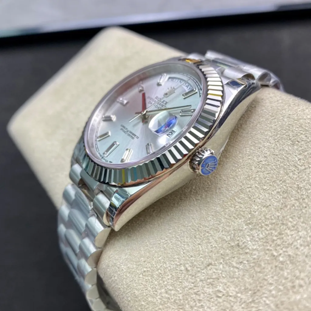 Rolex-Day-Date-228239-0003-40mm-Silver-Diamond-Dial-President-Bracelet-Super-Clone-Watch-Right-Side-View