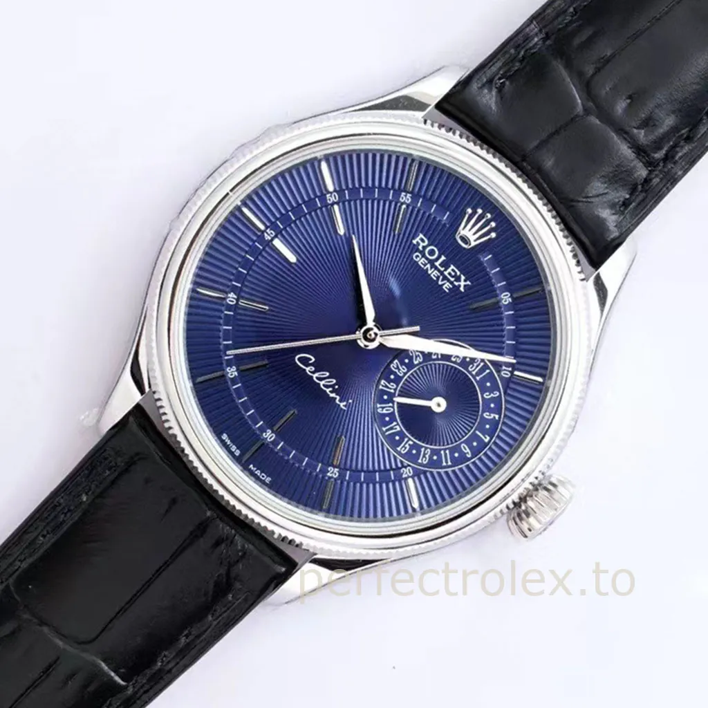 Rolex-Cellini-50519-0013-39mm-Blue-Dial-Pointer-Date-Luxury-Dress-AAAAA-Replica-Watch-Front-View-1