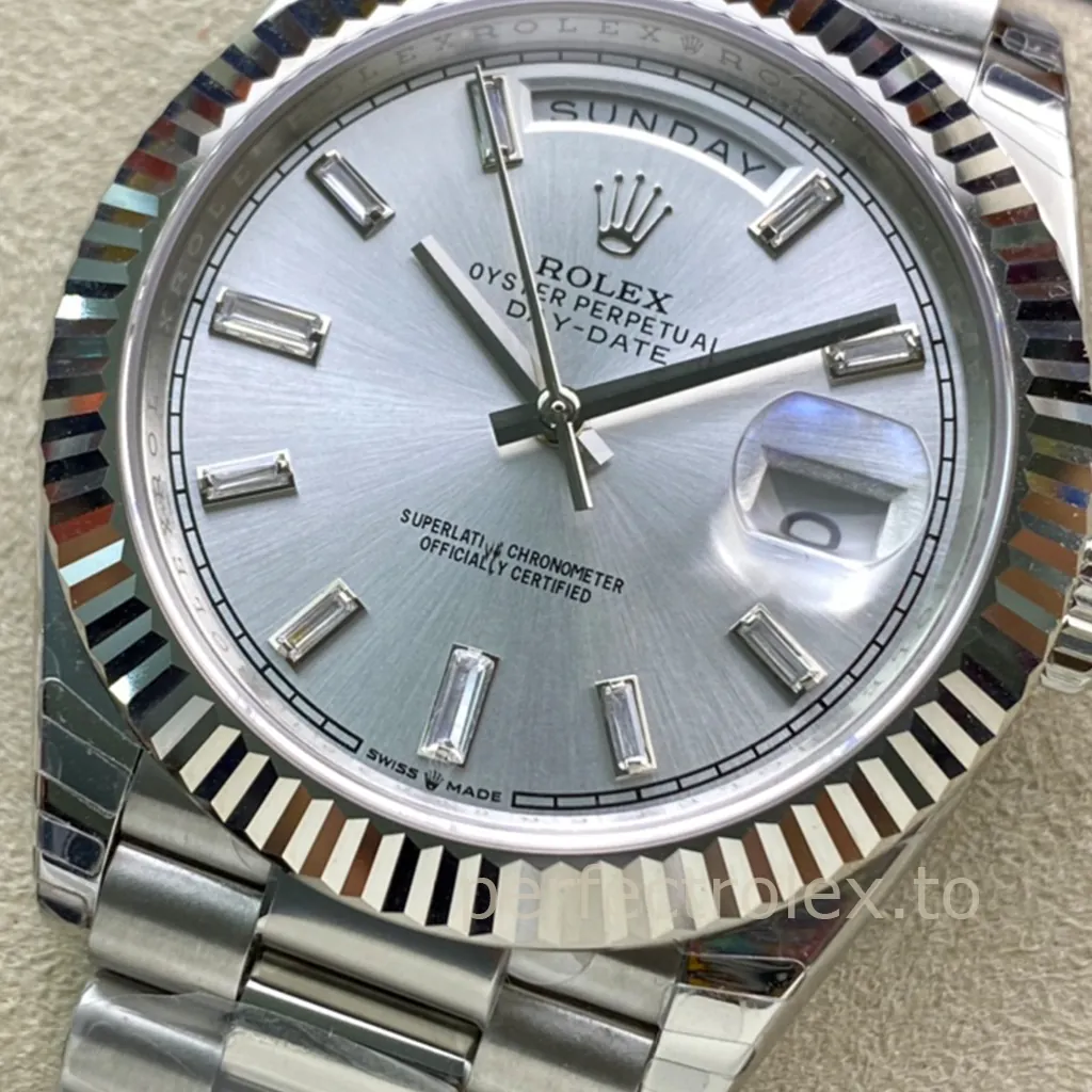 Rolex-Day-Date-228239-0003-40mm-Silver-Diamond-Dial-President-Bracelet-Super-Clone-Watch-Dial-Detail-1
