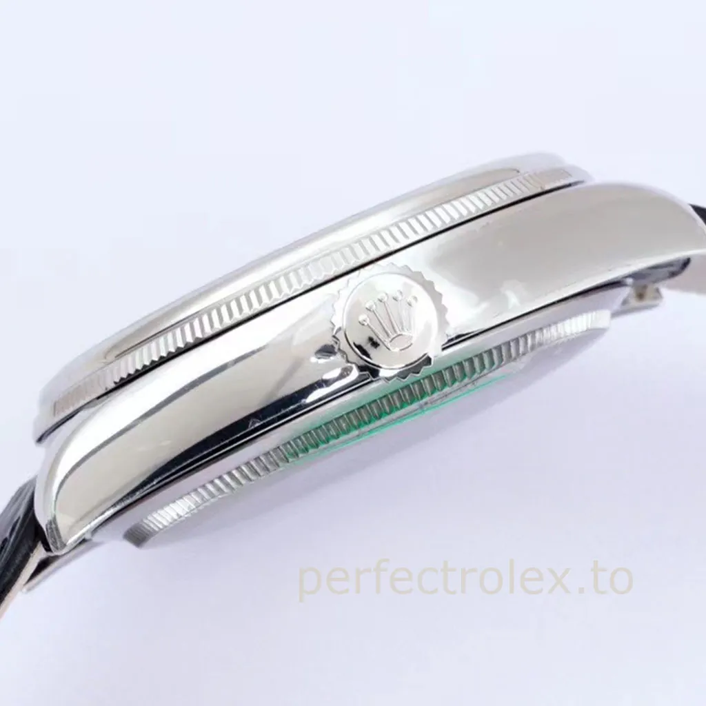 Rolex-Cellini-50519-0013-39mm-Blue-Dial-Pointer-Date-Luxury-Dress-AAAAA-Replica-Watch-Right-Side-View
