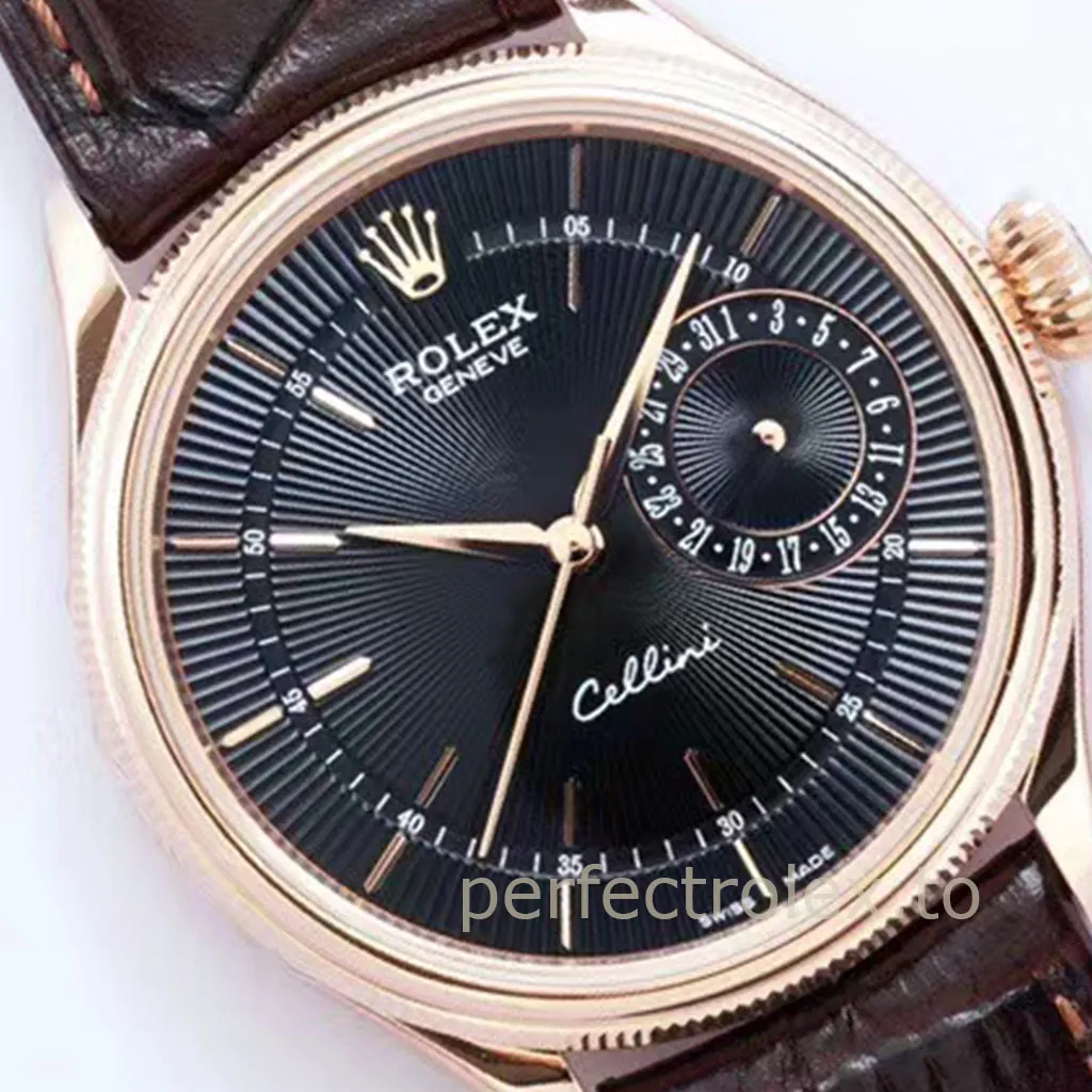 Rolex-Cellini-M50515-0011-39mm-Black-Guilloché-Dial-Pointer-Date-Dress-Super-Clone-Watch-Dial-Detail-1