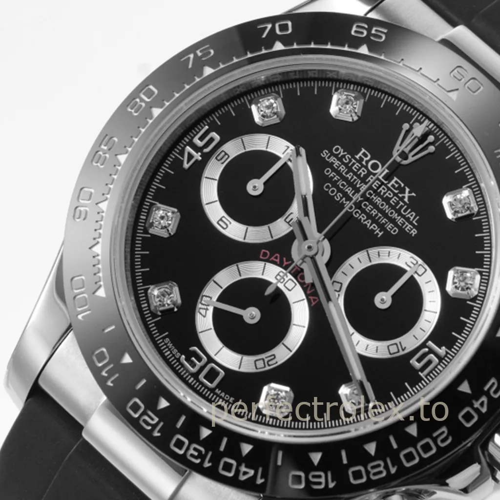 Rolex-Daytona-M116519LN-0025-Black-Diamond-Dial-40mm-Ceramic-Bezel-Chronograph-Replica-Watch-Dial-Detail-2