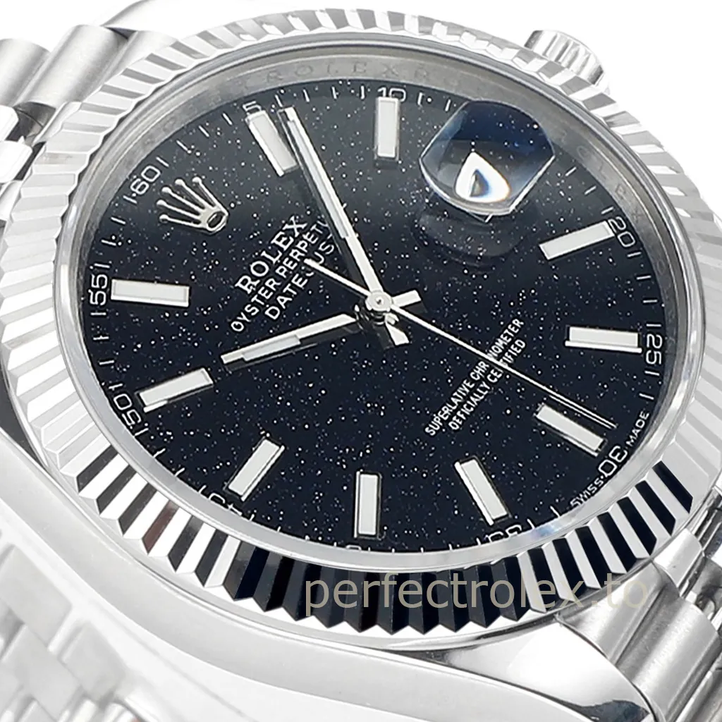 Rolex-Datejust-126334-Super-Clone-Watch-41mm-Black-Starry-Dial-with-Jubilee-Bracelet-Dial-Detail-3