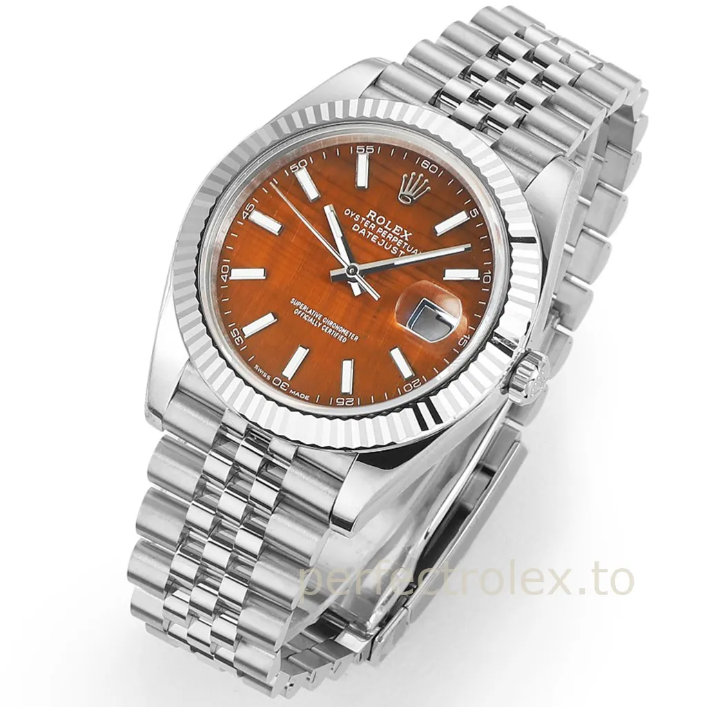 Rolex-Datejust-126334-Super-Clone-Watch-41mm-Orange-Brown-Textured-Dial-Front-View-1