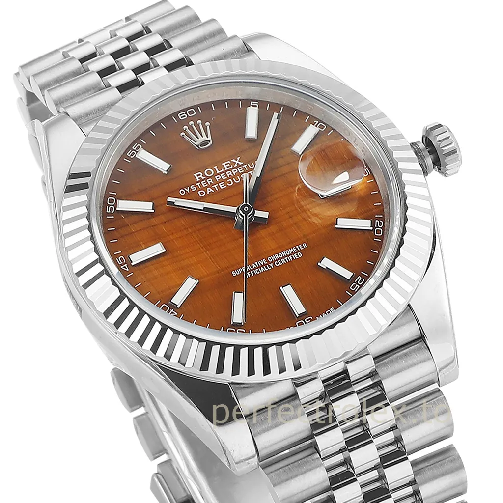 Rolex-Datejust-126334-Super-Clone-Watch-41mm-Orange-Brown-Textured-Dial-Dial-Detail-2