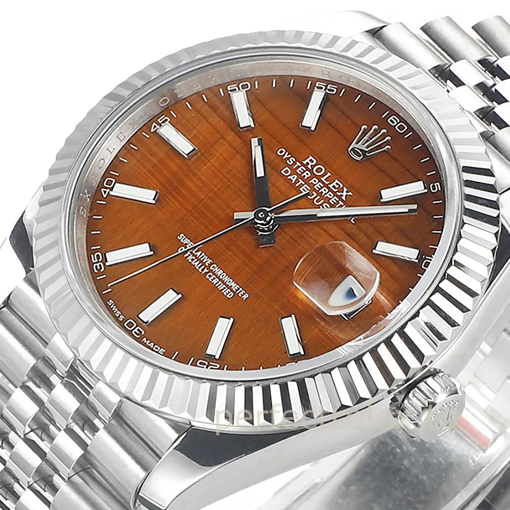 Rolex-Datejust-126334-Super-Clone-Watch-41mm-Orange-Brown-Textured-Dial-Dial-Detail-3