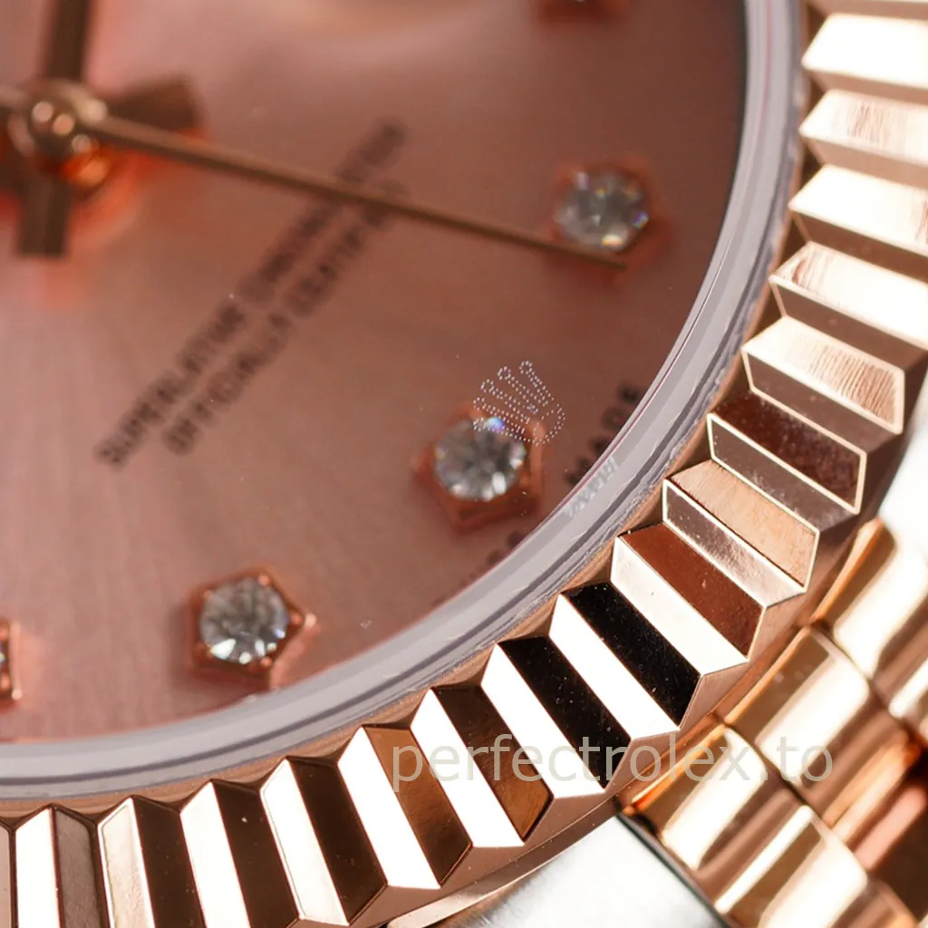Rolex-Datejust-279381RBR-0027-Diamond-Style-Bezel-Ladies-Replica-Watch-28mm-Rose-Gold-Dial-Dial-Detail-1