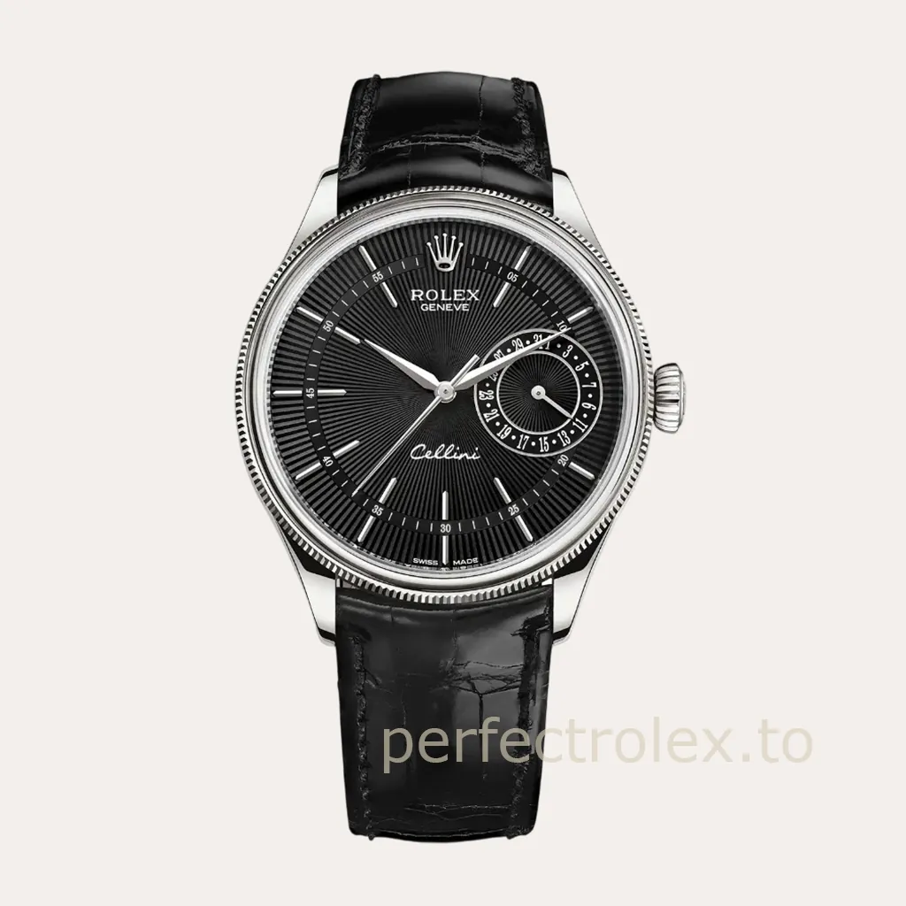 Rolex-Cellini-M50519-0007-Super-Clone-Watch-39mm-Black-Guilloché-Dial-Leather-Strap-Automatic-Dress-Hero-Image